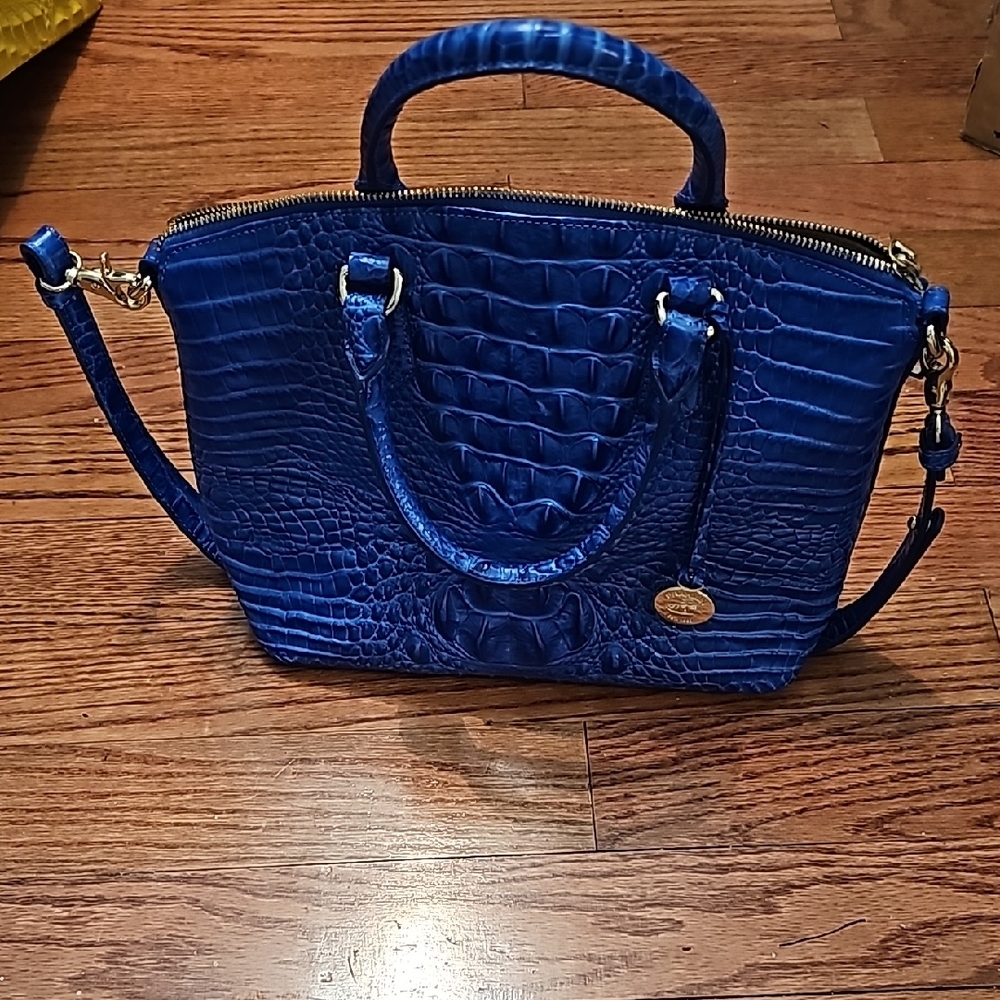 Blue Crocodile Embossed Handbag
